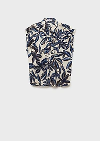 Printed cotton shirt with short sleeves