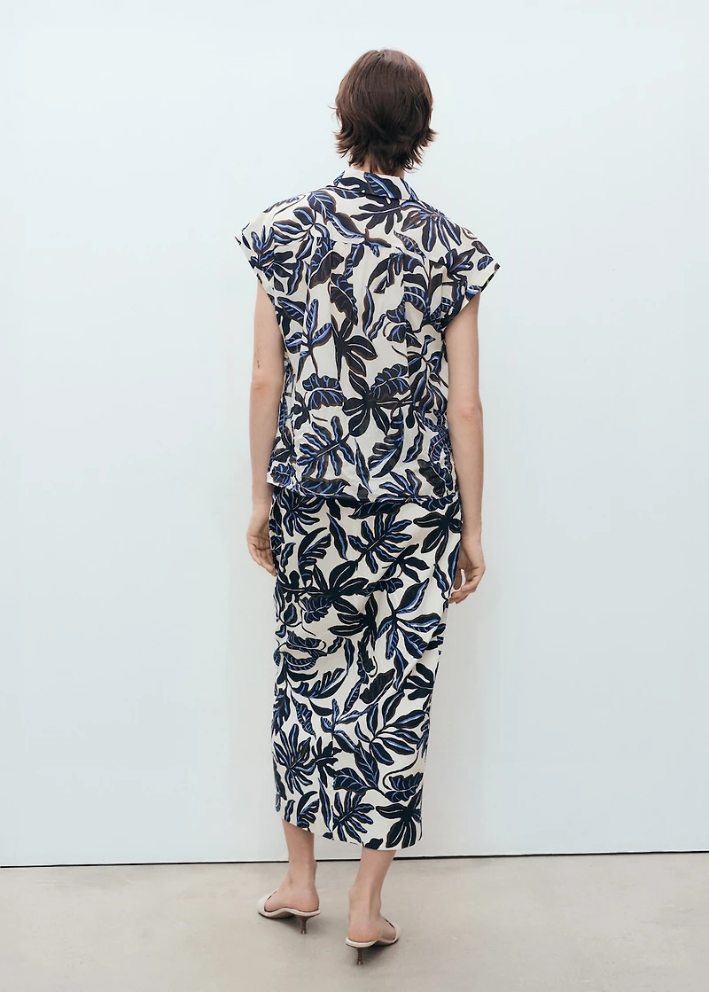 Printed cotton shirt with short sleeves