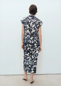 Printed cotton shirt with short sleeves