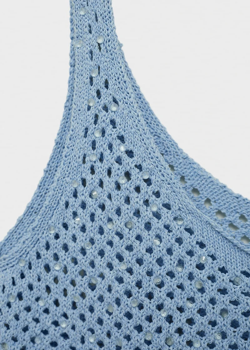 Knitted top with rhinestone detail