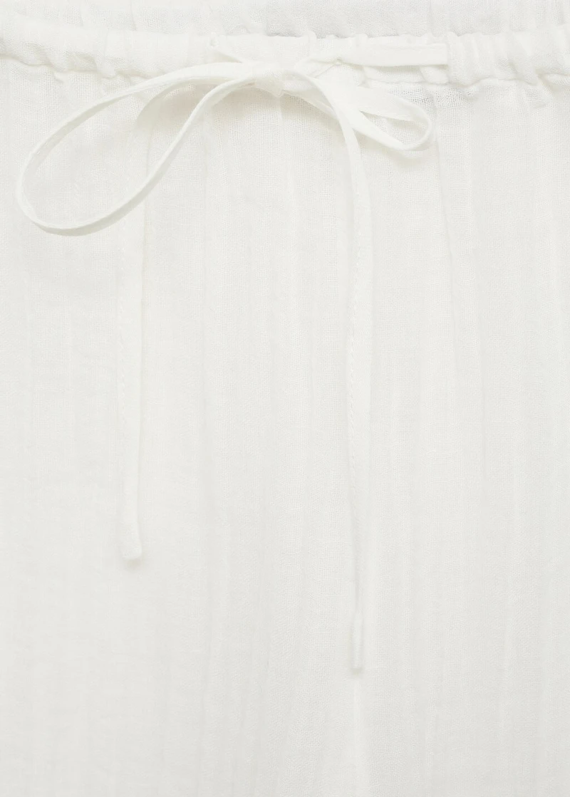 Fluid ramie pants with bow