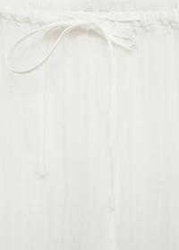 Fluid ramie pants with bow