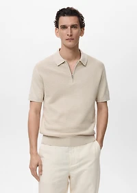 Cotton knitted polo shirt with lace accents