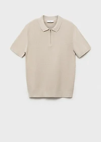 Cotton knitted polo shirt with lace accents