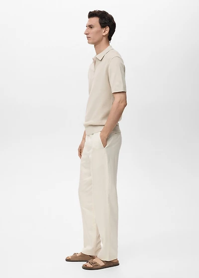 Cotton knitted polo shirt with lace accents