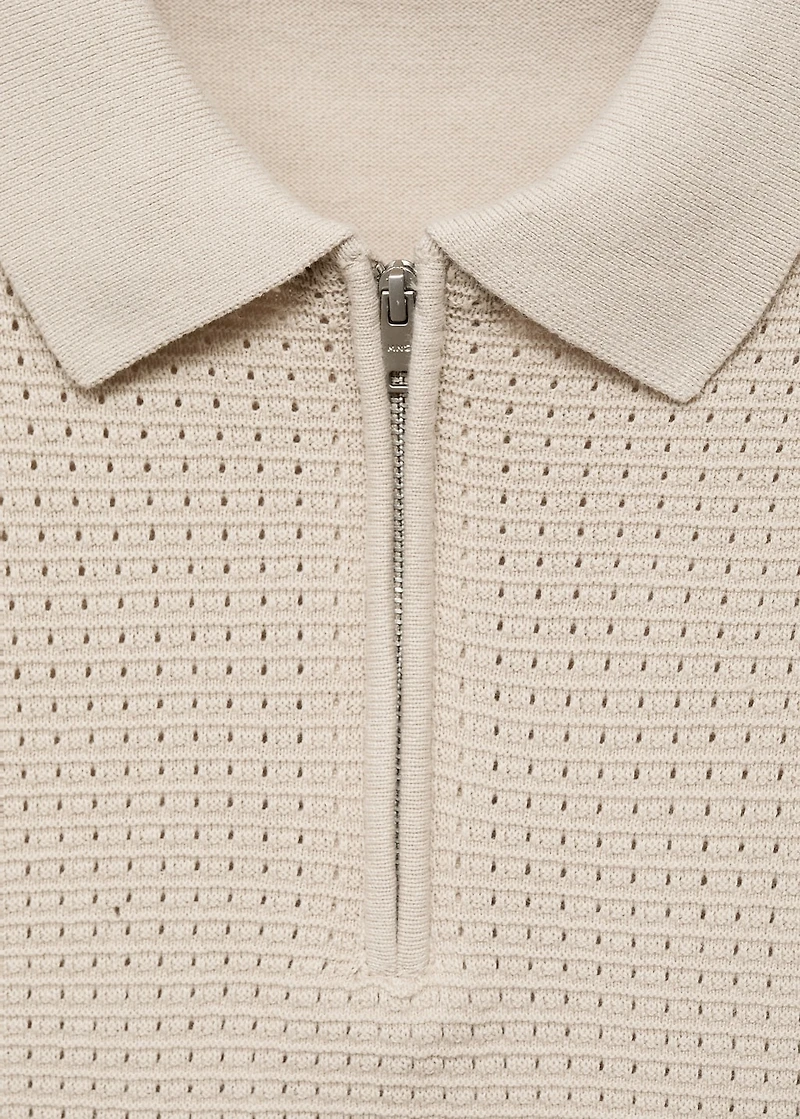 Cotton knitted polo shirt with lace accents