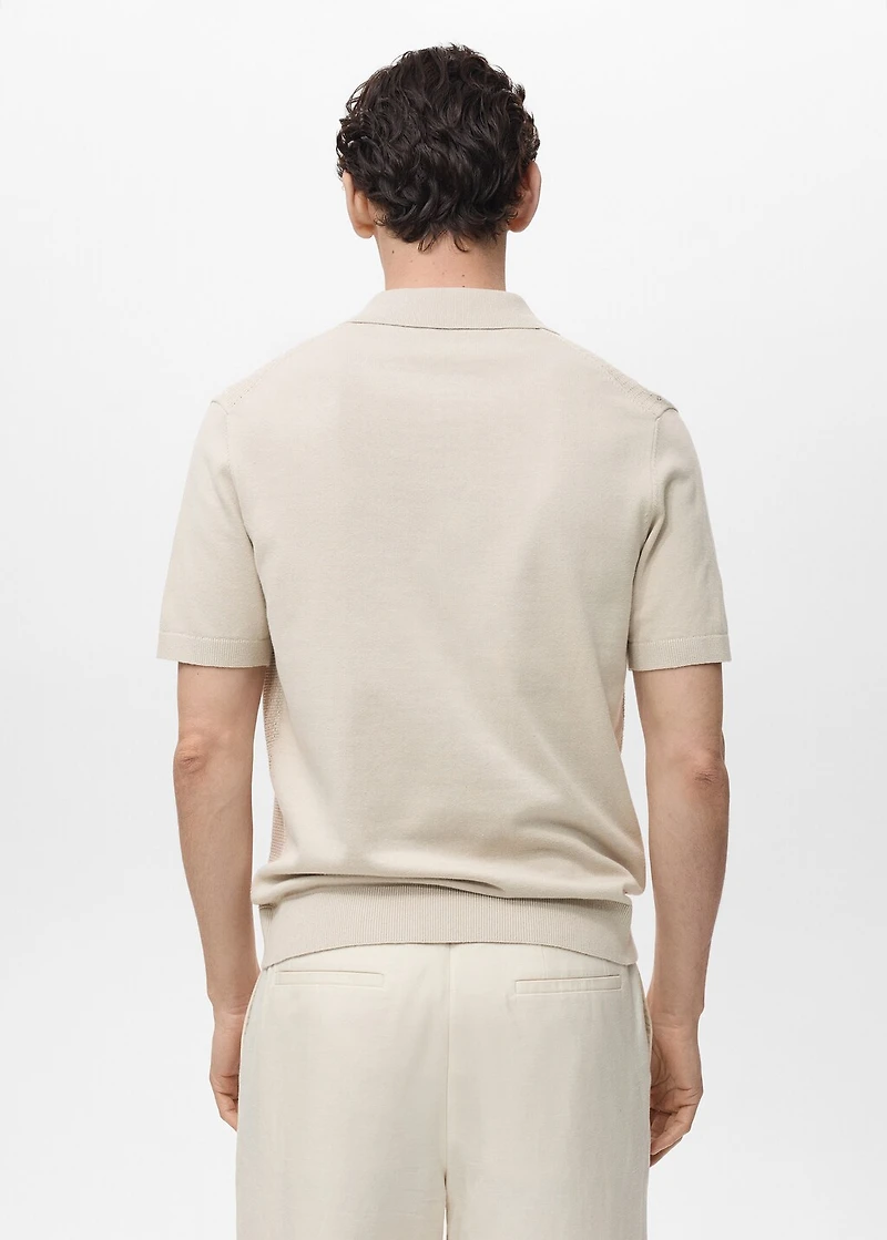 Cotton knitted polo shirt with lace accents