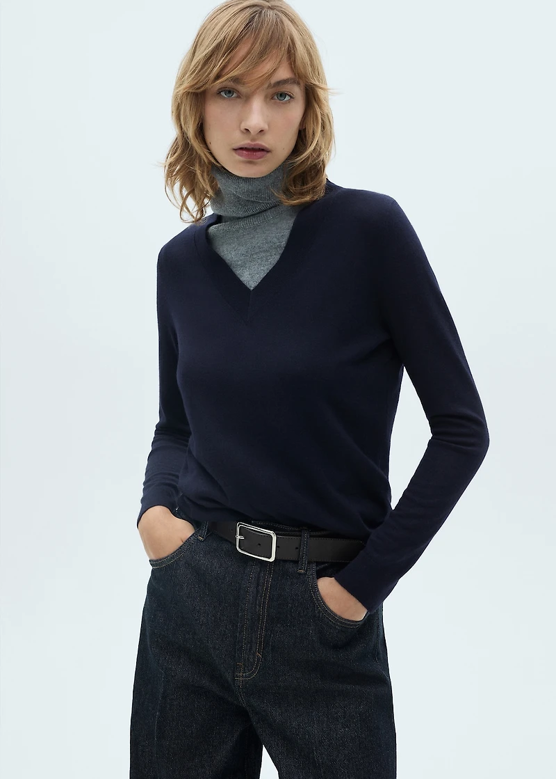 V-neck knit sweater