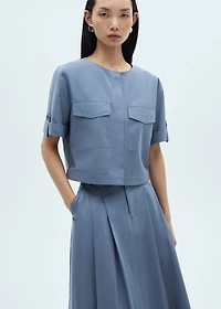 Chest-pocket cotton blouse