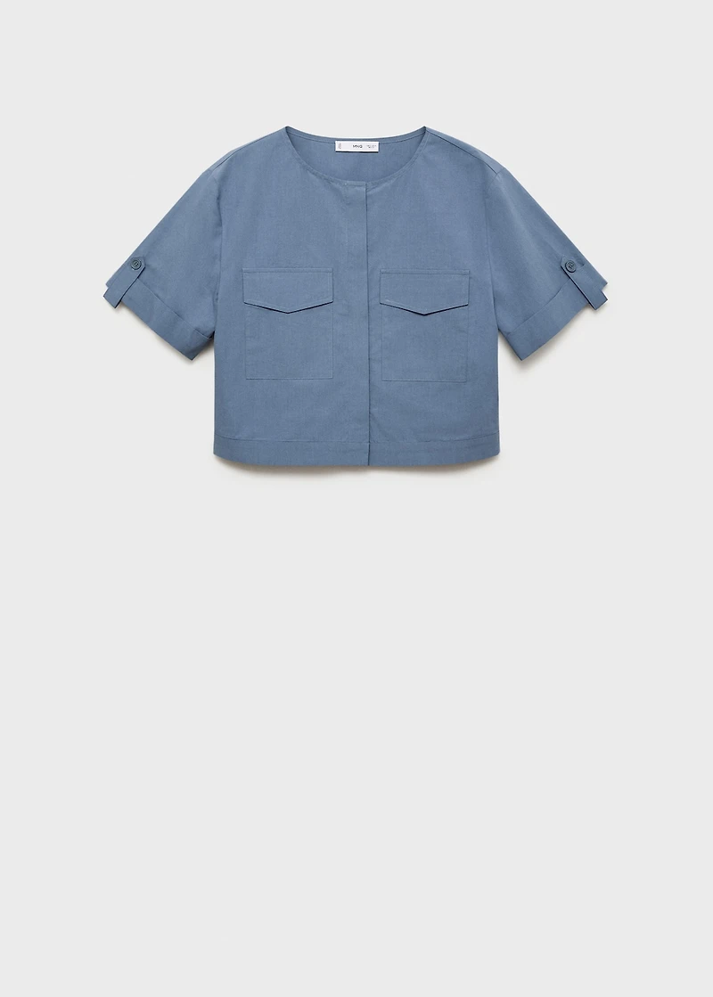 Chest-pocket cotton blouse