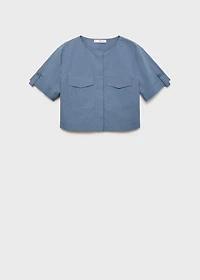 Chest-pocket cotton blouse