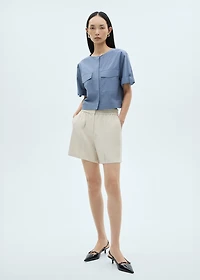 Chest-pocket cotton blouse