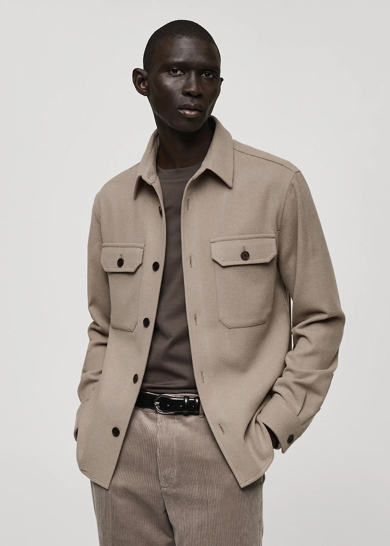 Wool-blend flannel overshirt