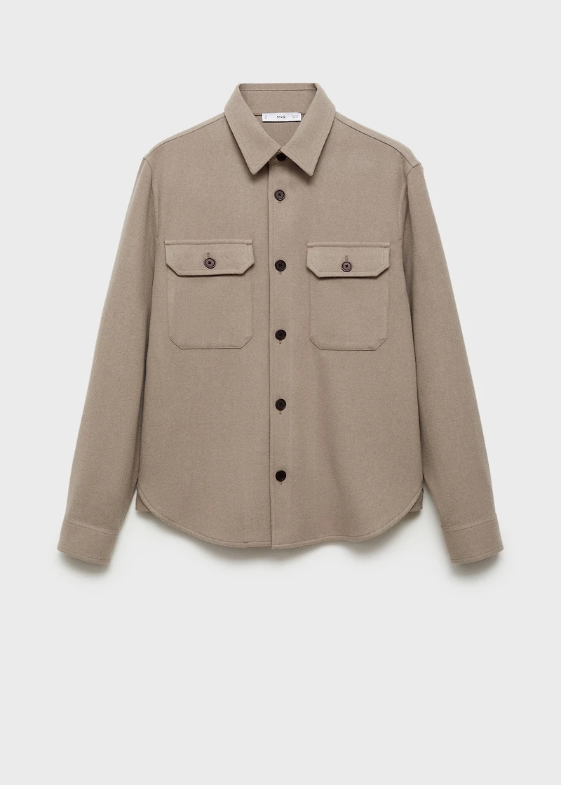 Wool-blend flannel overshirt