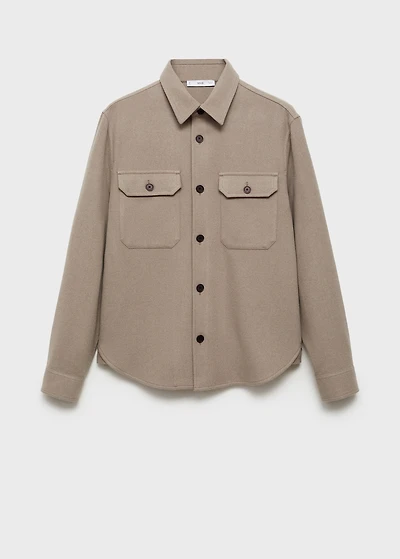 Wool-blend flannel overshirt