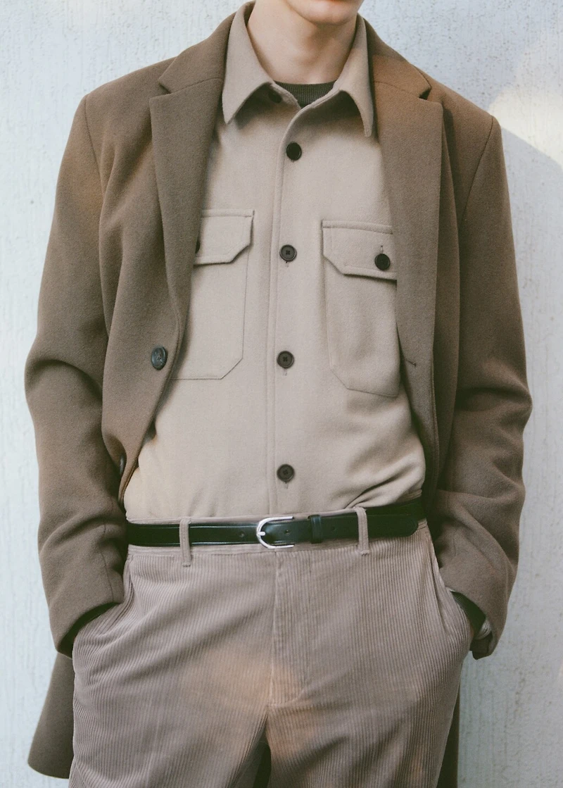 Wool-blend flannel overshirt