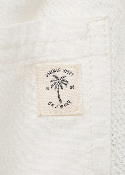 Linen-blend elastic waist pants