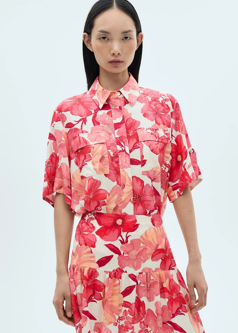 Floral ruffled skirt