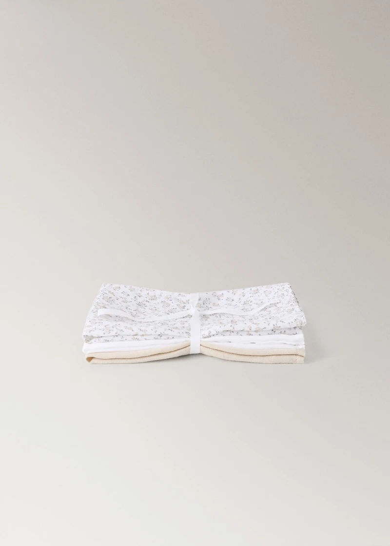 Set of children's cotton muslin with mini-flower print