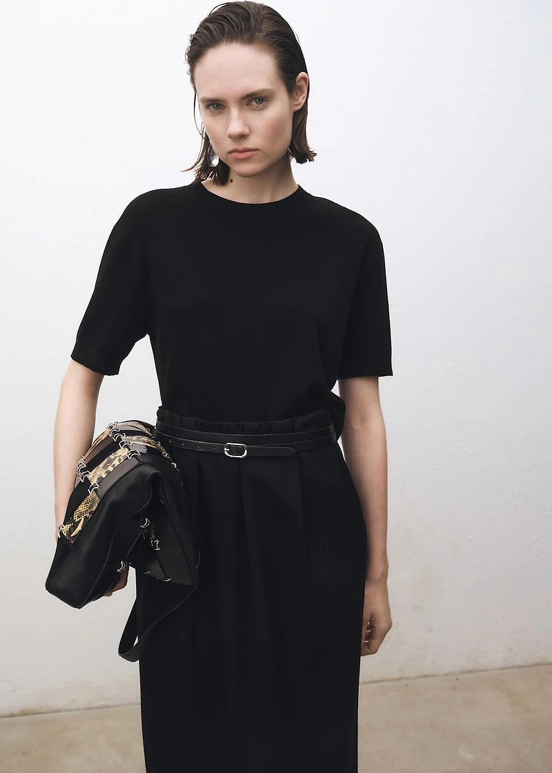 Short-sleeved wool-blend sweater