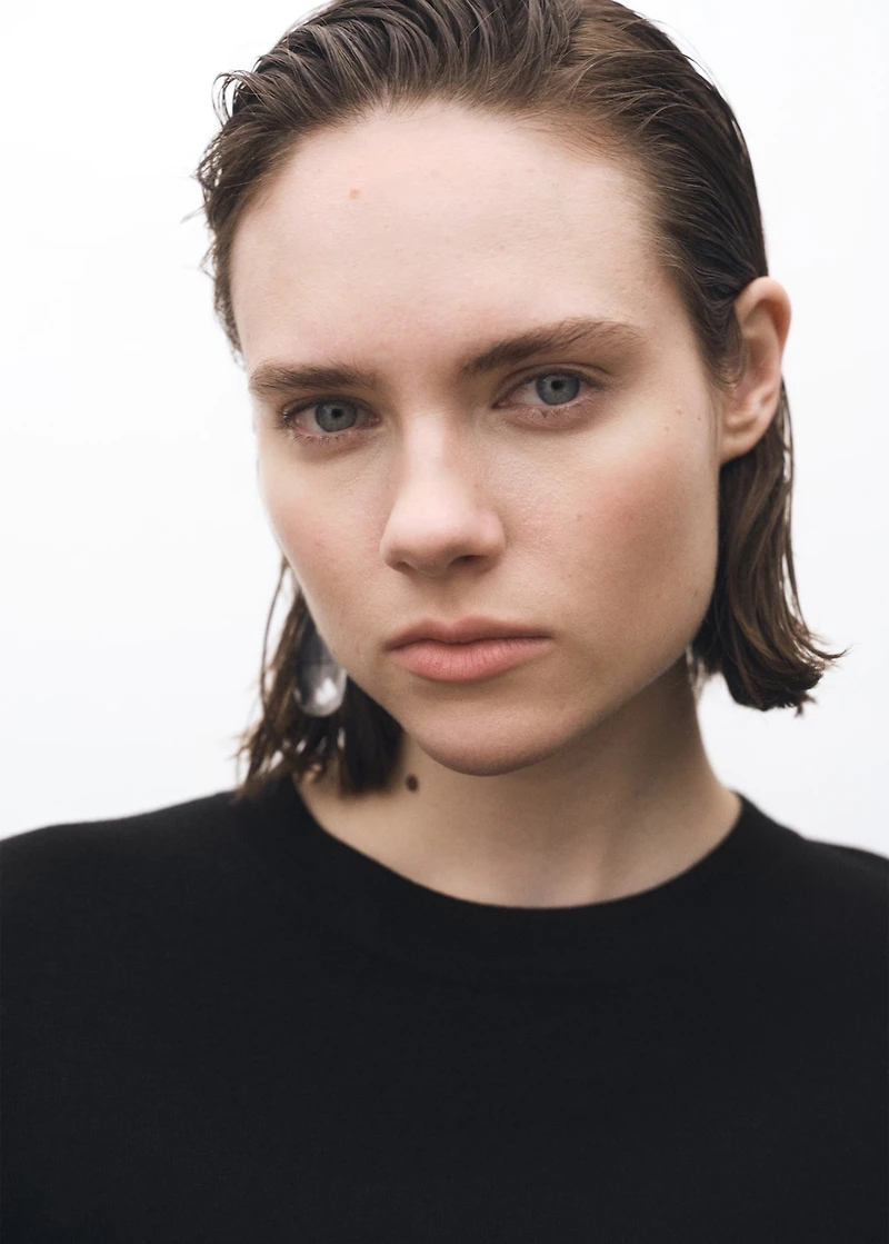 Short-sleeved wool-blend sweater