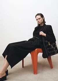 Short-sleeved wool-blend sweater