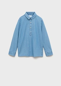 Denim shirt with polo collar