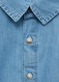 Denim shirt with polo collar