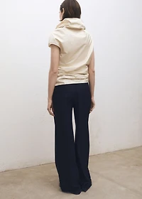Wide leg wool-blend pleated pants