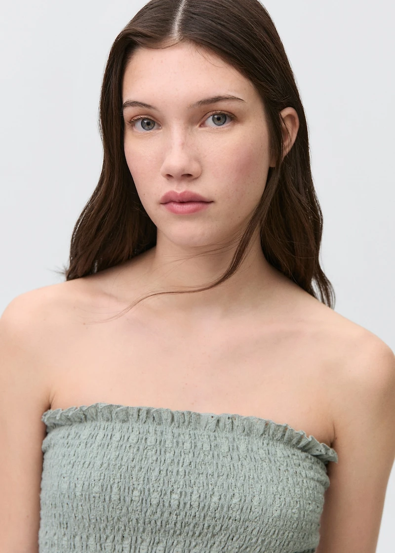 Ruched strapless top