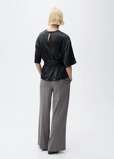 Satin blouse with belt