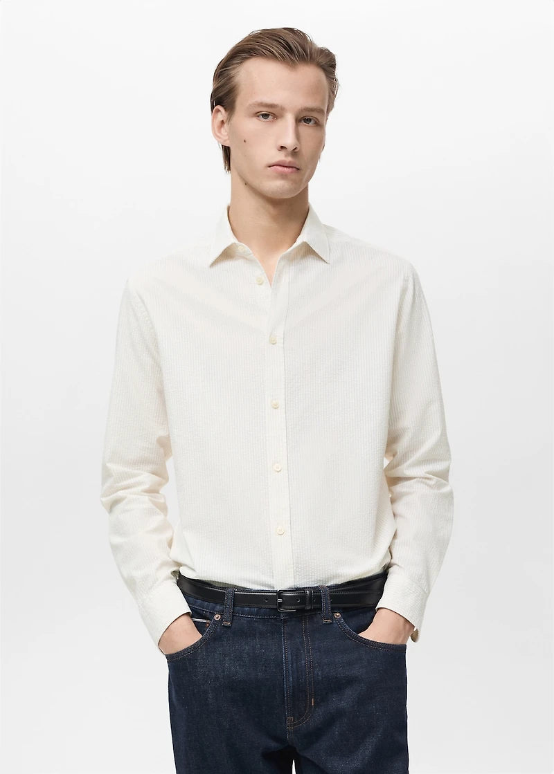 Striped seersucker shirt