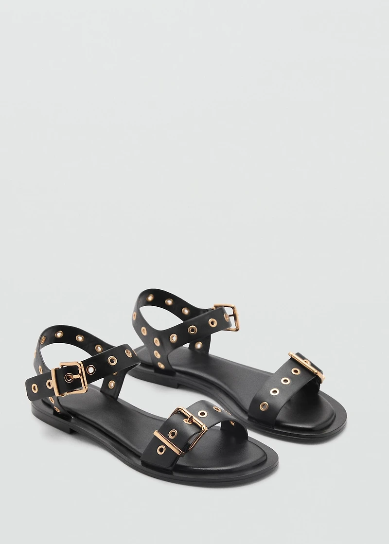 Strap sandals with buckles and eyelet details