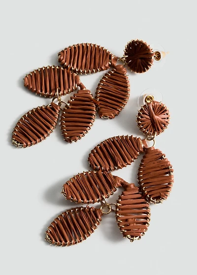 Long floral-design earrings