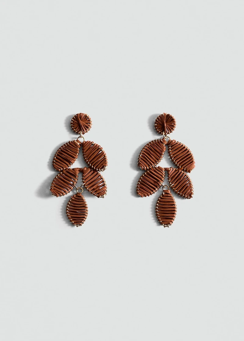 Long floral-design earrings