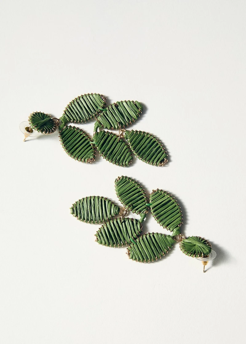 Long floral-design earrings