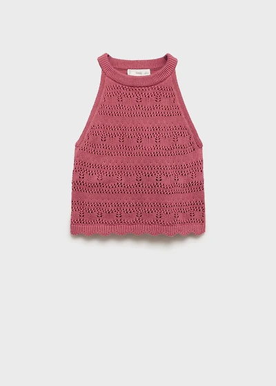 Openwork knit cotton top