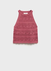 Openwork knit cotton top