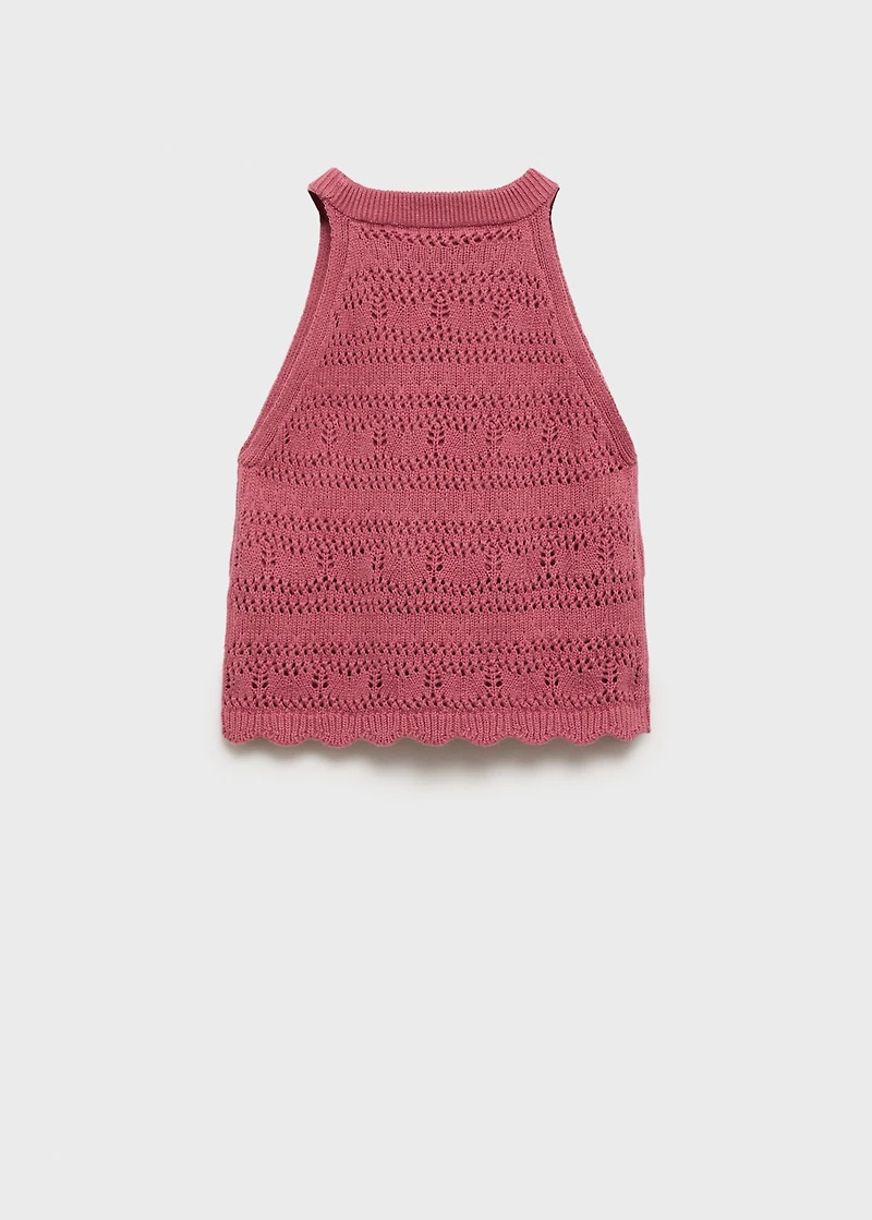 Openwork knit cotton top