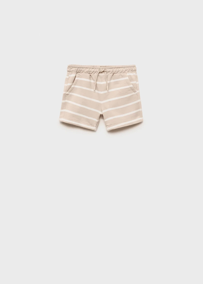 Striped bermuda shorts with drawstring