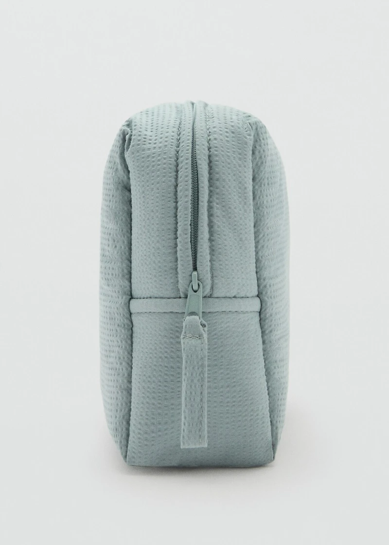 Textured cotton cosmetic bag