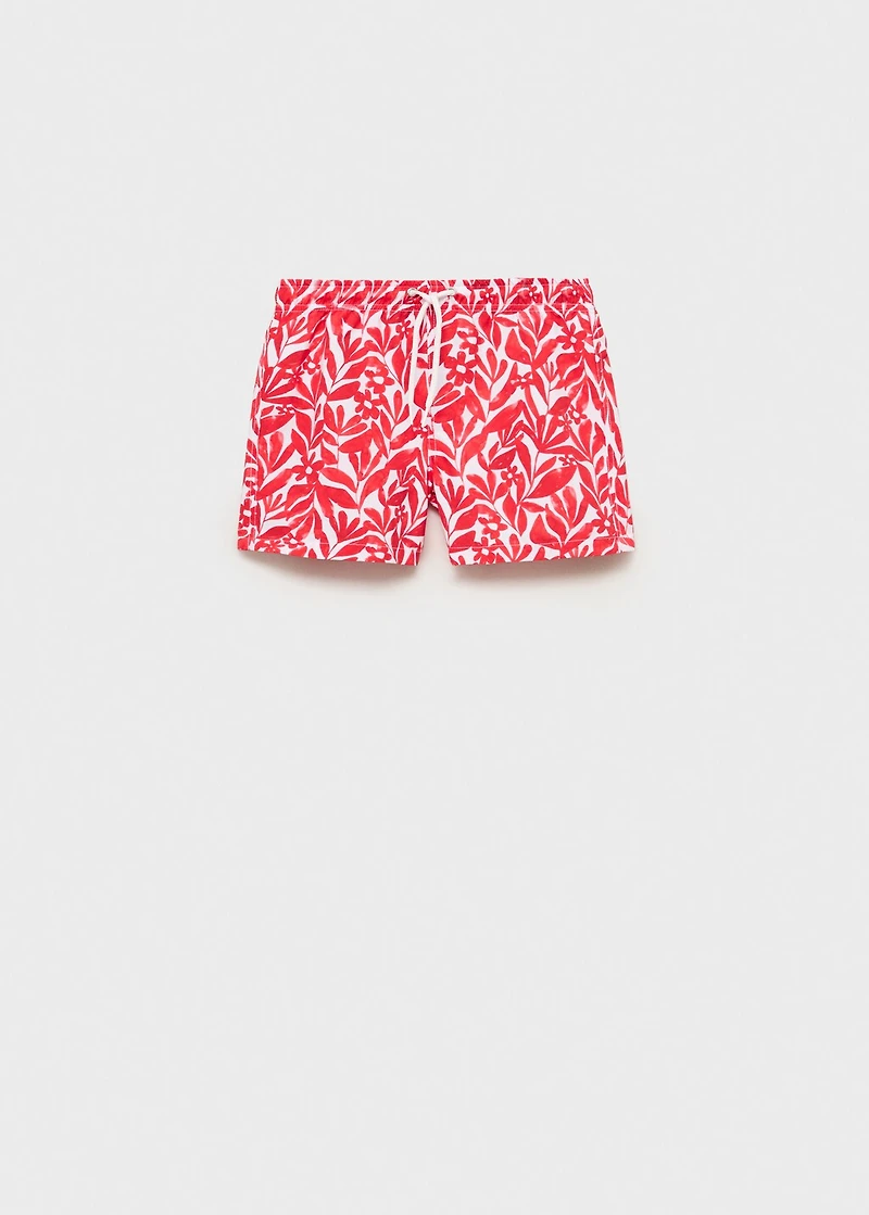 Printed swimsuit with drawstring
