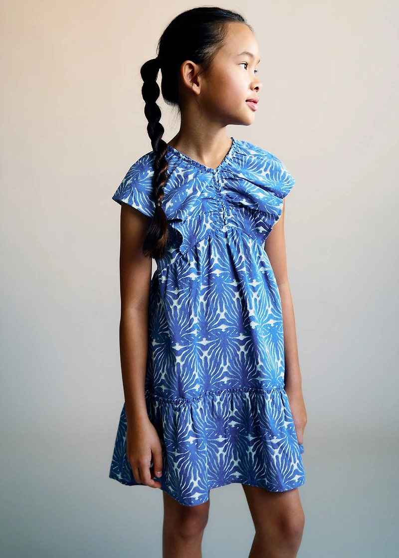 Printed dress with ruffled sleeves