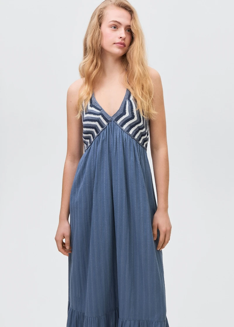 Maxi-dress with crochet panel