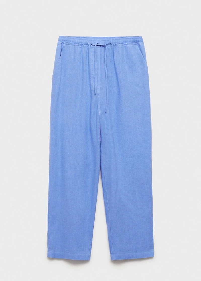 Straight linen-blend pants