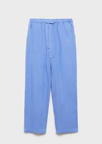 Straight linen-blend pants