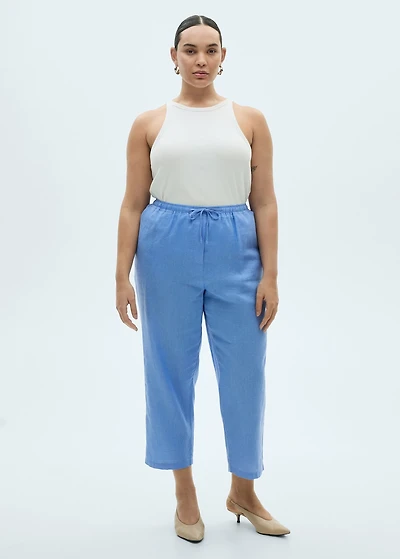 Straight linen-blend pants