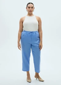 Straight linen-blend pants