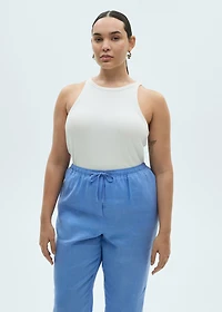 Straight linen-blend pants