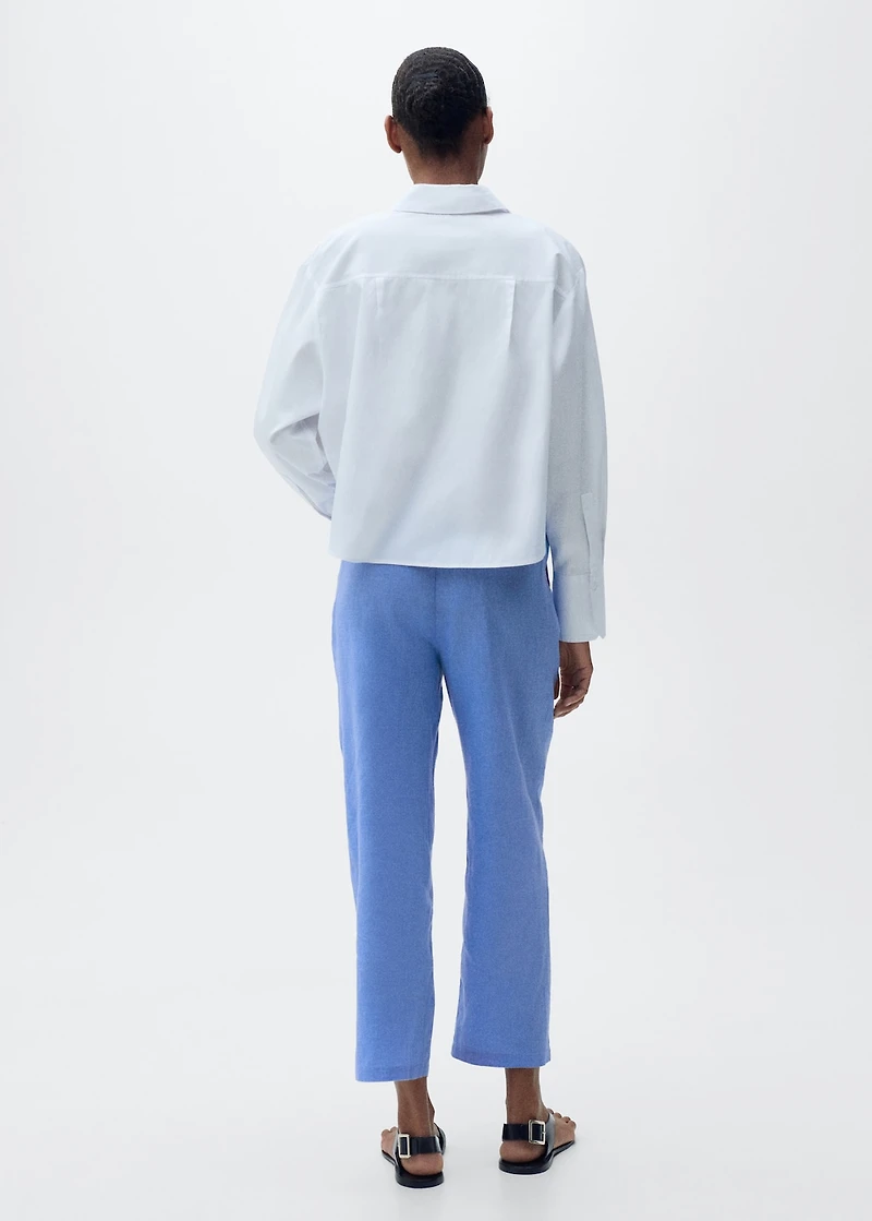 Straight linen-blend pants